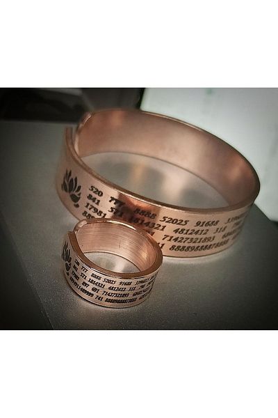 DA Cooper Design Copper Bracelet & Ring with Number Section - Symbol 60 Gr Copper Set