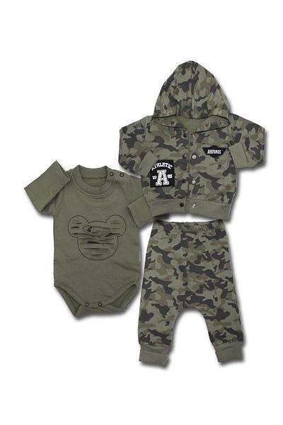 Elci Baby Hooded Camouflage Mask 3-Piece Baby Set K3329