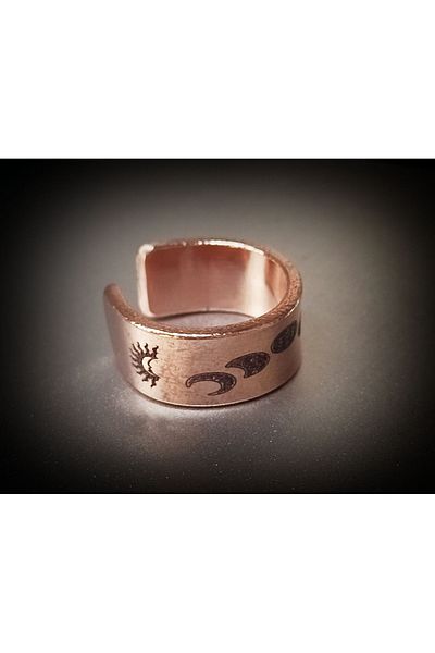 DA Cooper Design Copper Bracelet Cycles of the Moon Symbol Copper Bracelet & Ring Set 45 Gr