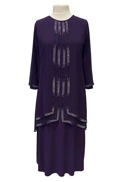 Giyinen Mağazaları Ahsen Plum Stylish Jewelled Mother's Evening Dress