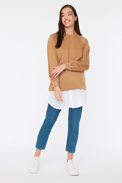 Sahra Şal Dünyası Beyaz Üst Giyimi Uzatan Belden Lastikli Kurtarıcı Gömlek Et...