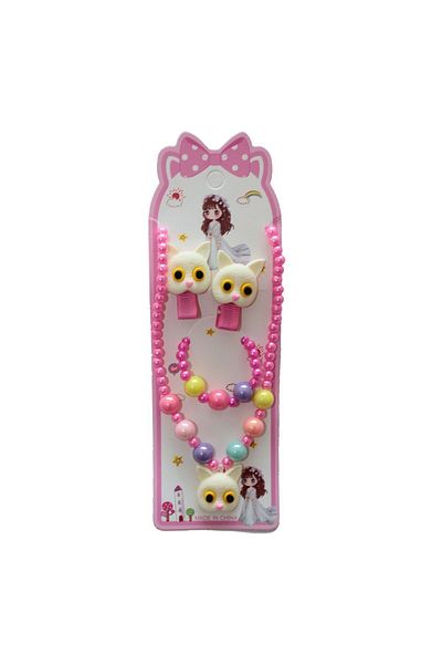 DM ONLINE Colorful Rabbit Figure with Pearl Detail - Children's Jewelry Set