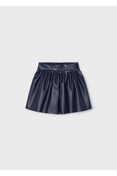 MAYORAL Navy Blue Leather Girl's Shorts Skirt - 4907