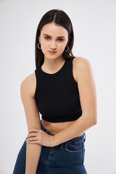 Oyga Γυναικεία Μαύρη Καμιζόλα Crew Neck Athlete Crop