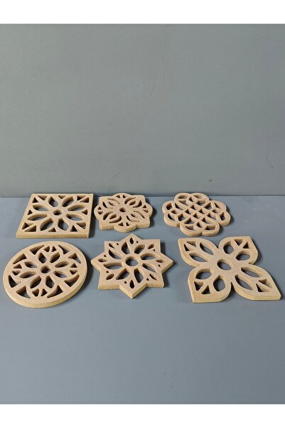 şimşek hobi tasarım Ahşap Motifli Boyanabilir Çay Kahve Altlığı a3