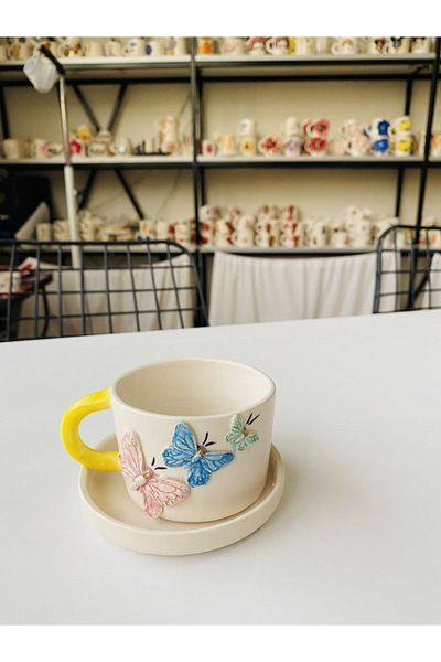 Banuart Butterfly Handmade Gift Ceramic Cup