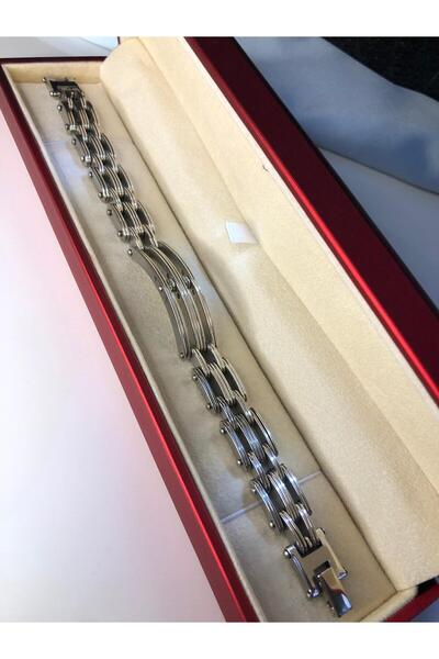 vogutima jewelery&silver by timuçin mavili Çift Sıra Lüks Model Çelik Erkek B...
