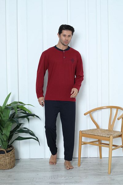 ASMATEKSTİL Men's Long Sleeve Pajama Set