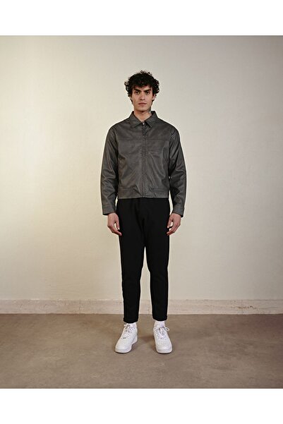 İLKCET MODA Faux Leather Men's Jacket - Boxy Fit