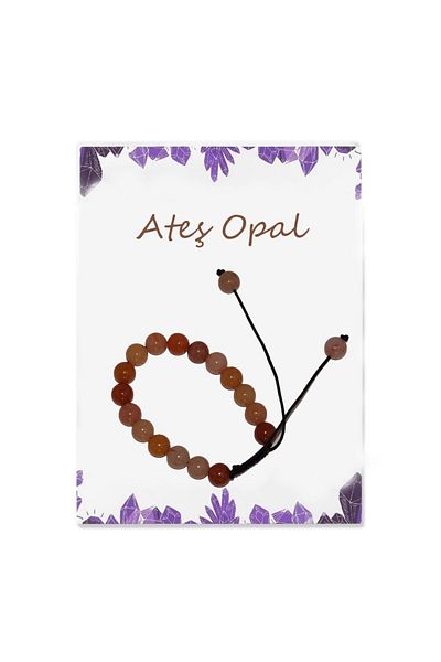 DOĞAL TAŞ CENNETİ Bright Opal Natural Stone - Adjustable String Bracelet