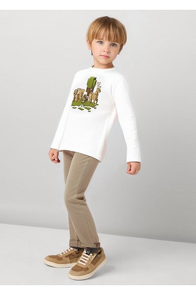 MAYORAL Boy's Velvet Slim Fit Trousers - Cream