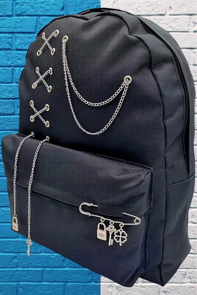 Uniquerrs Μαύρο Unisex Chain Backpack - Special Design