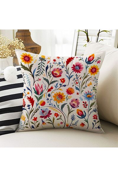 Else Dekor Husă de pernă cu două fețe, cu model floral autentic, imprimată digitală - Ds03