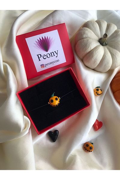 PEONY - peonyofficiall Halloween Halloween Pumpkin Glass Murano Bracelet Black String Bracelet