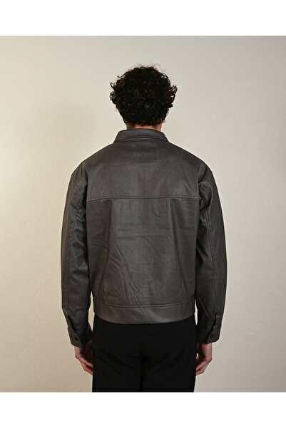 İLKCET MODA Faux Leather Men's Jacket - Boxy Fit