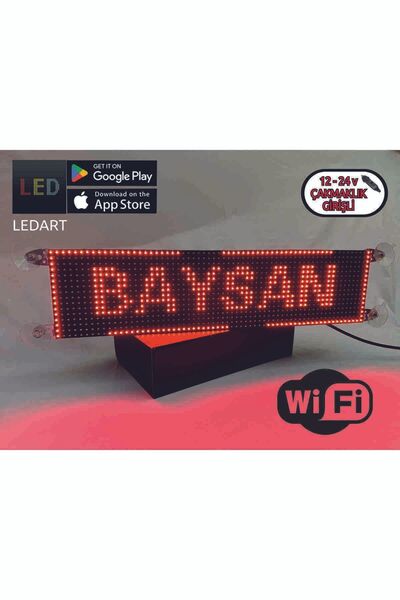 BAYSAN 16X64CM Kırmızı Güzergah LED Tabela Çakmaklık Girişli