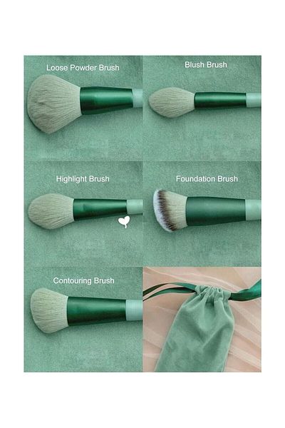 monalisatoka Set de perii Fix din 13 piese cu husă specială verde