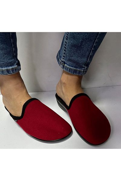 Ceyo Women's Red Color Orthopedic Sole Stylish Simple Closed Sabo Ev Slippers - Ramona-3
