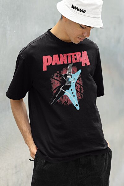SEVBANO Unisex majica prevelikog kroja - Guitar Pantera muzički bend otisnut