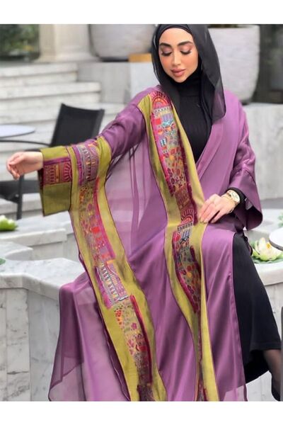 fiore fashion Large Size Purple Kaftan Abaya - Islamic Ferace, Bisht Thin Fab...