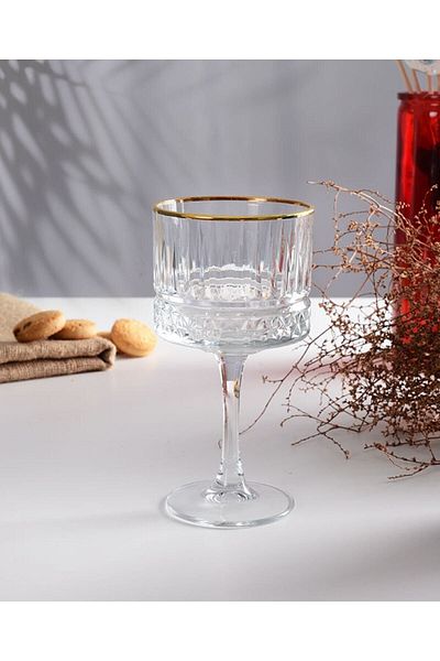 Paşabahçe كأس إليسيا مذهب ذو قدمين لمسة ذهبية 4 قطع 500 سم مكعب 440437
