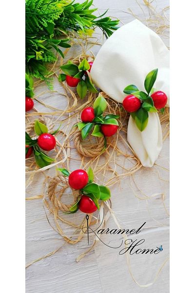 Karamelhome Cherry 6-Piece Napkin Ring Ring