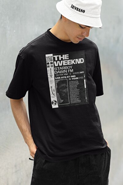 SEVBANO The Weeknd majica sa printom Starboy Dawn, unisex, oversized, reper m...
