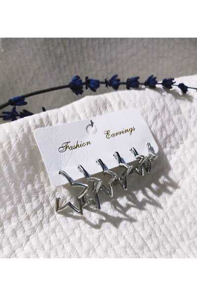 BİOFİSTORE Kadın İçi Boş Yıldız Küpe Gümüş