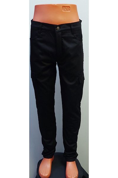 BeyzDenim Black Thermal Fleece Lycra Cargo Pants