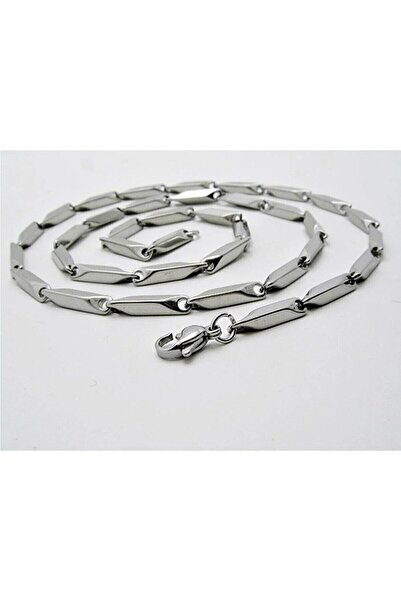 ALPHA SİLVER Lifair Accessory Erkek Çelik Kolye Küp Üçgen Model Zincir