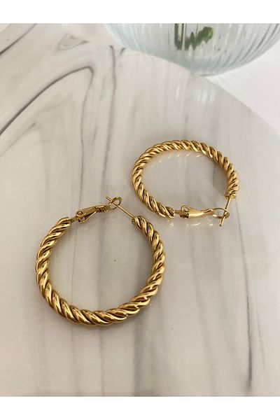 NOVARİKA Women's Twist Model High Quality Anti-Tarnish Steel Earrings