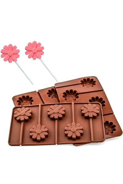 Şenhomee قالب سيليكون زهرة مصاصة قالب حلوى الشوكولاته المعطرة حجر الصابون الج...
