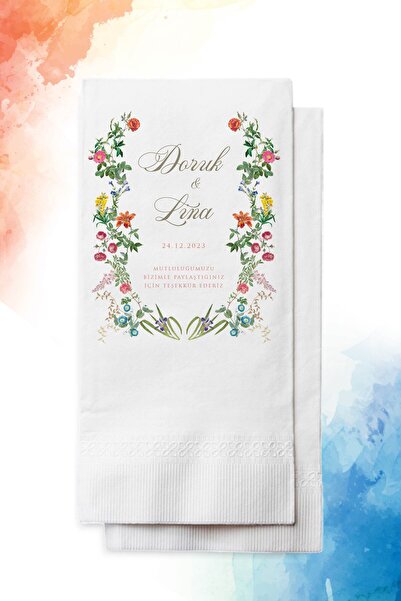 nna tasarım 50 Adet Kişiye Özel Isim Baskılı Düğün Peçetesi (P63-50)