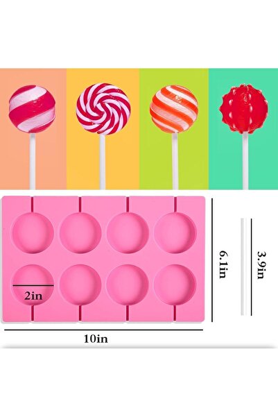 Şenhomee Silikon Kalıp Çubuklı Halka Şeker , Çikolata, Dondurma, Lolipop 8 Li