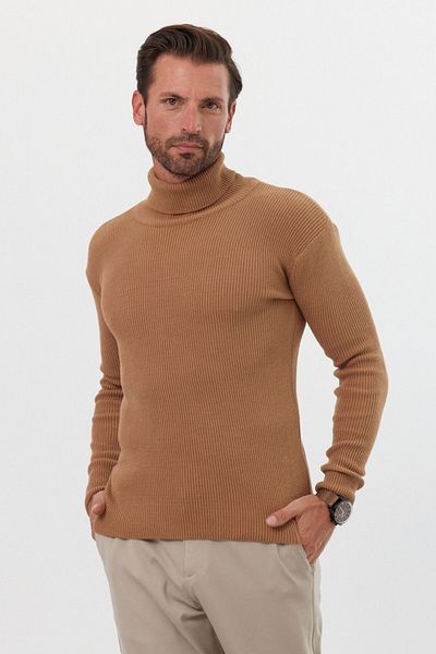 Livio Ferri Мъжки трикотажен пуловер с висока яка Slim Fit