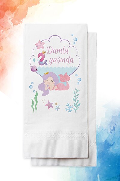 nna tasarım 50 Adet Kişiye Özel Isim Baskılı Doğum Günü Peçetesi (P82-50)