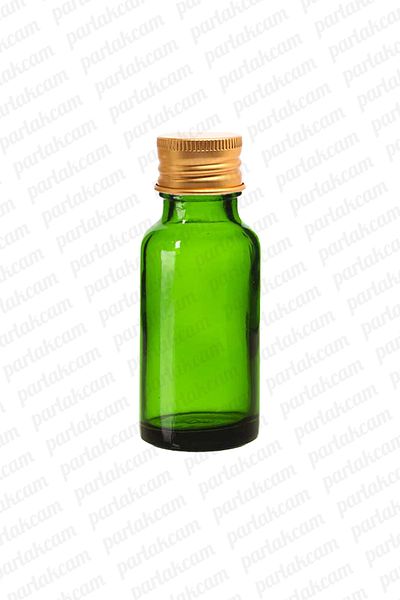 parlakcam Green Glass Gold Cap Cologne Bottle - 30ml Essence, Henna and Engagement Gift, 1 Piece