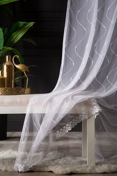 MAGİZA Extrafor Iron Don't Want Tulle Curtain Patterned Pleatless Drawstring Living Room Kitchen Balcony Children's Room