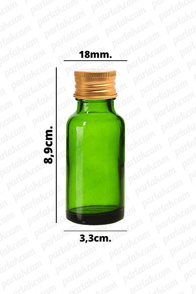 parlakcam Green Glass Gold Cap Cologne Bottle - 30ml Essence, Henna and Engagement Gift, 1 Piece
