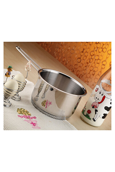 Hascevher 12X8 cm Poppy Steel Milk Pot - with Wire Handles and No Lid