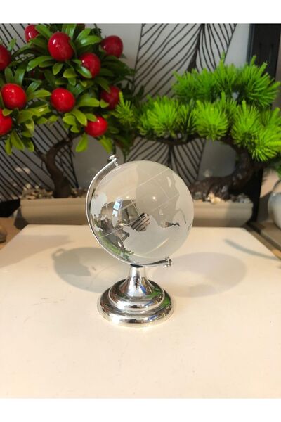 Atak Hediyelik Dekoratif kristal dünya küre şeffaf 10x6 cm