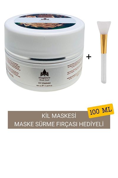 MagGlow Acne Clay Mask - Acne, Anti-Blackhead, Applying Brush - 100 ml - Mag-clay