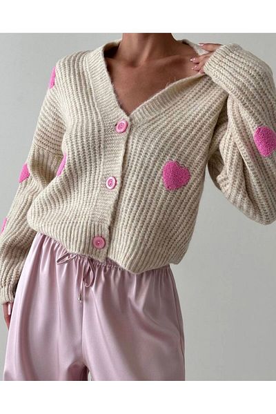 Oyer Moda Heart Patterned Women's Cardigan