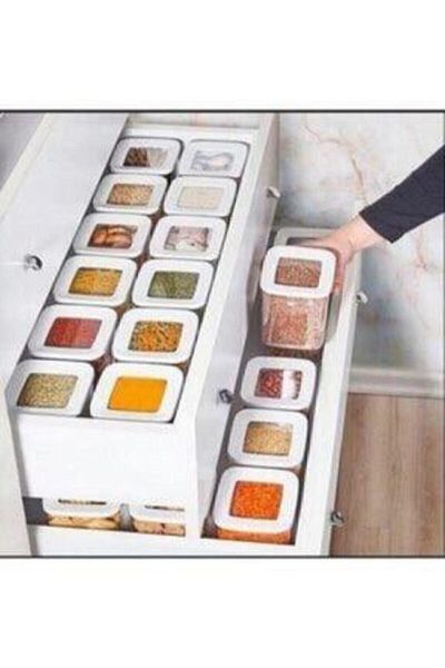 VİP AHMET 700 ml Square Vacuum Storage Transparent Container Set of 6 Vask700