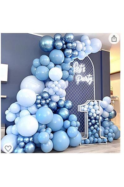 eğlencemarketi Chrome Blue Deep Ocean and Macaron Blue Balloon Chain 100 Pieces