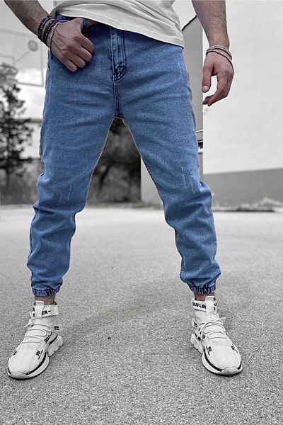 NO61 MAN Blue Color Jeans with Elastic Jogger Legs