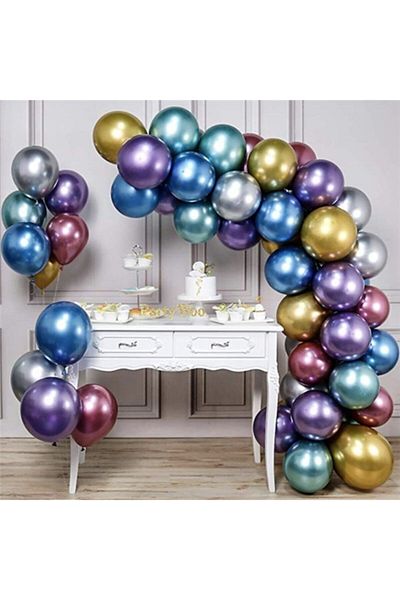 eğlencemarketi Chrome Balloon Chain Set 5 Meters 140 Pieces