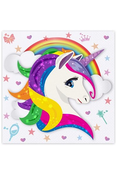 eğlencemarketi Χαρτοπετσέτα με στάμπα Unicorn 16 τεμαχίων