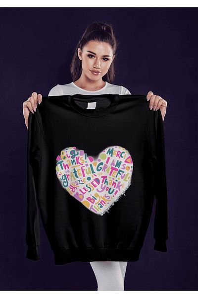 LAND MODA Φούτερ με μαύρο στάμπα oversize