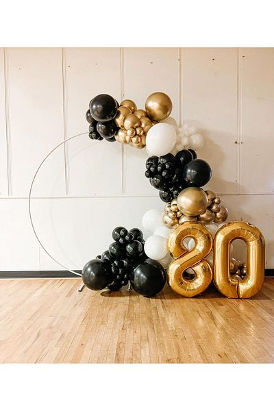 eğlencemarketi Chrome Gold Pastel - 100 Black and White Balloon Chains